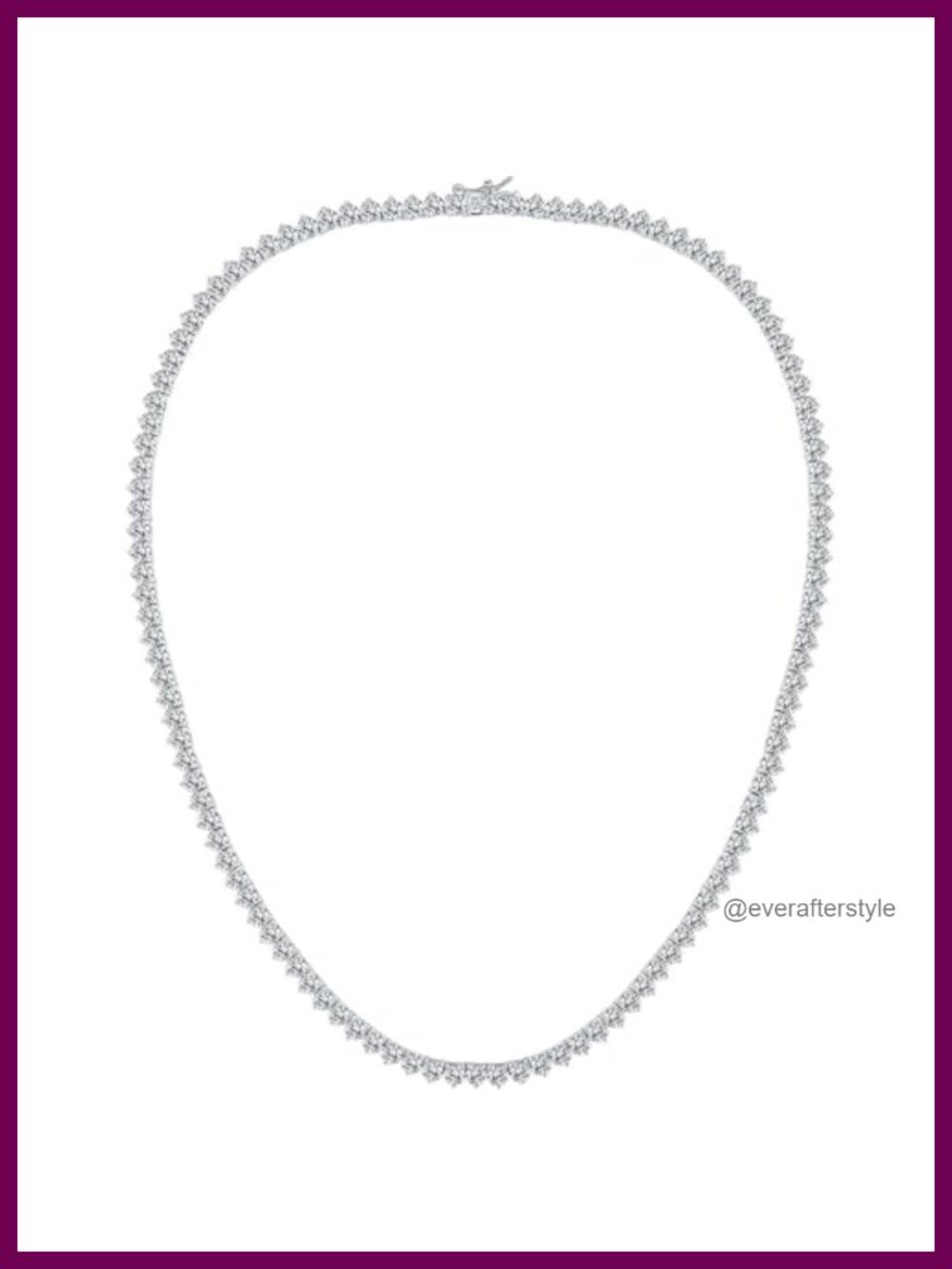 18K White Gold Plated Tennis Necklace CZ 3 Prong 4mm Classic